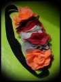 Bandeau couronne noir fleurs orange noir rose blanc gris