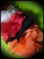 Crown headband w/ orange pink grey white black flowers