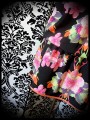 Robe fluide noir motif fleurs tropicales - taille M/L