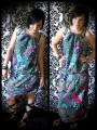 Multicolored loose dress adjustable length - size S/M