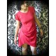 Tomato red asymmetrical draped dress / tunic top  - size M/L