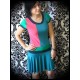 Color block royal blue wine dress - size S/M