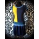 Robe color block bleu nuit jaune - taille M/L