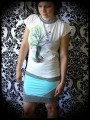 Mint mini skirt white and grey details - size S/M