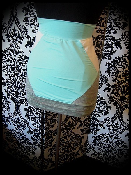 Mint mini skirt white and grey details - size S/M