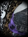 Mini jupe noire empiècements gris et carreaux violet - taille S/M