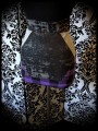 Mini jupe noire empiècements gris et carreaux violet - taille S/M