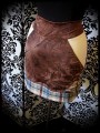 Mini jupe marron empiècements crème et carreaux bleus - taille M/L