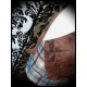 Brown mini skirt cream and blue/brown plaid details - size M/L