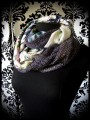 Purple knitted tubular scarf white/green lining