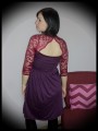 Robe violette dentelle bordeaux découpe au dos - taille S/M