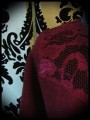 Dark red top with lace yoke black details - size S/M