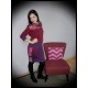 Dark red top with lace yoke purple details - size M/L