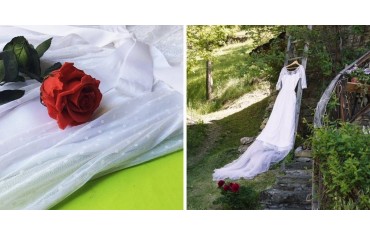 Mariage : robe dos-nu en tulle plumetis pour un look champêtre